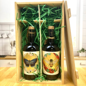 Nobleza del Sur Handcrafted Wooden Box with 2 Bottles of Extra Virgin Olive Oil